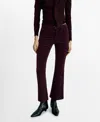 Mango Sienna Flared Cropped Corduroy Trousers Wine In Wine