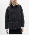 Mango Corduroy Collar Denim Jacket In Black Denim