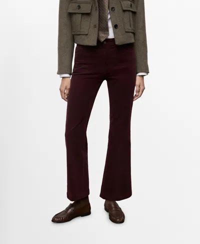 Mango Women's Corduroy Flared Jeans In Burgundy
