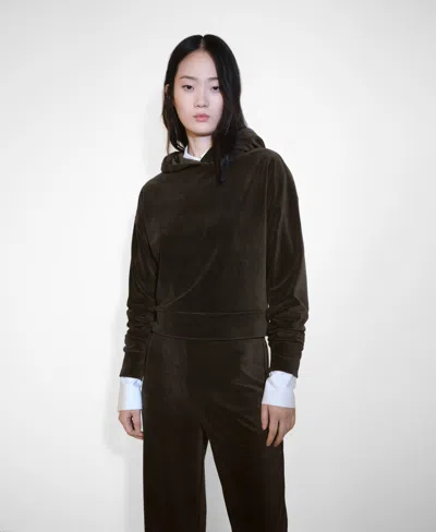 Mango Women's Corduroy Hooded Sweatshirt In Khaki