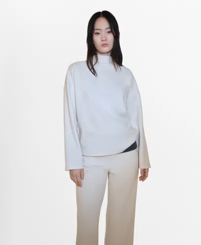 Mango Women's Corduroy Perkins Neck Sweatshirt In Ecru