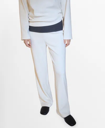 Mango Women's Corduroy Straight Pants In Ecru