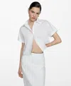 Mango Crop Cotton Poplin Button-up Shirt In Off White