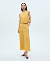 Mango Pull-on Cotton Blend Pants In Mustard