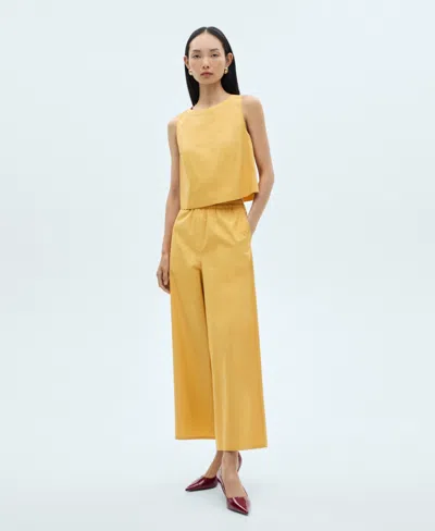 Mango Women's Cotton Culotte Pants In Mustard