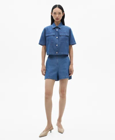 Mango Women's Denim Effect Cotton Shorts In Medium Blue