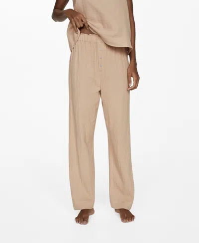 Mango Women's Cotton Gauze Pajama Pants In Medium Brown