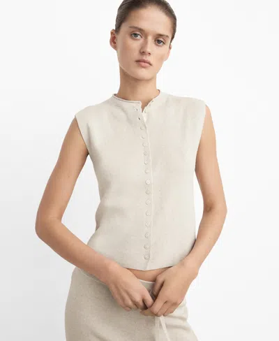 Mango Women's Cotton Linen Knitted Gilet In Neutral