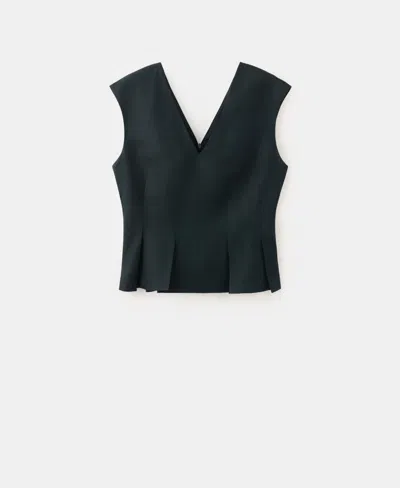Mango Women's Cotton Linen Peplum Top In Navy
