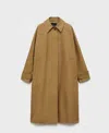 Mango Longline Cotton Trench Coat In Brown