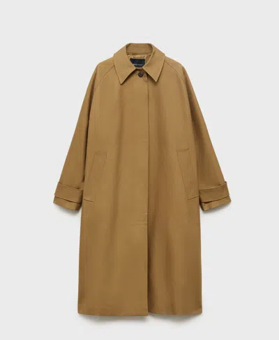 MANGO WOMEN'S COTTON LONG TRENCH COAT
