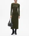 Mango Robe Midi Coton Kaki - Femme - M -  In Khaki
