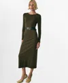 Mango - Robe Midi Coton Kaki - L - Femme In Khaki
