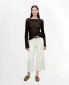 Mango Openwork Knit Cotton Sweater Chocolate In Chocolate