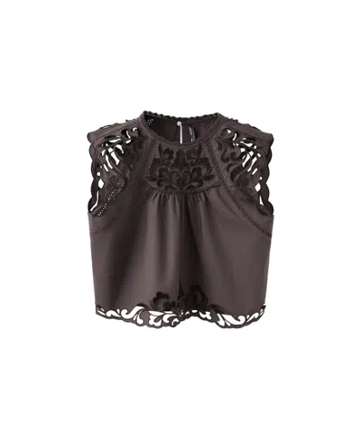 Mango Women's Cotton Openwork Top In Brown