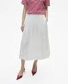 Mango Cotton Pleated Skirt White In White