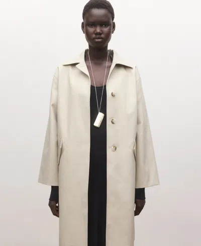 Mango Women's Cotton Pockets Trench Coat In White