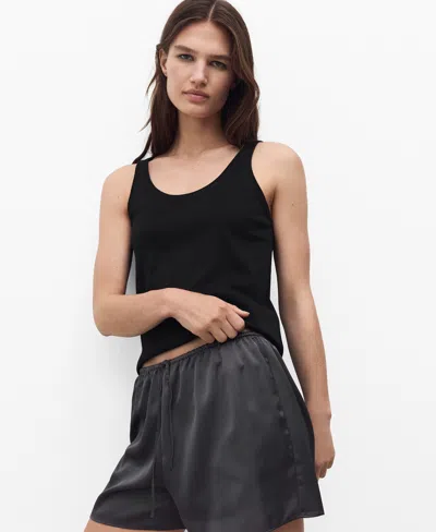 Mango Women's Cotton Round-neck Top In Black
