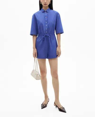 Mango Women's Cotton Short Jumpsuit In Blue