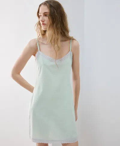 Mango Women's Cotton Short Nightgown In Blue