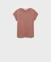 Mango Cotton Short Sleeve T-shirt Medium Pink