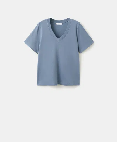 Mango Women's Cotton Short-sleeved Pajama T-shirt In Blue