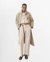 Mango Mid-rise Straight Cotton Trousers Ecru In Ecru