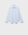 Mango Crystal Studded Woven Shirt In Blue