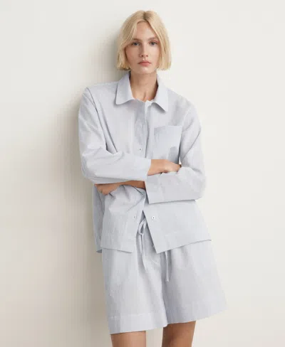Mango Women's Cotton Striped Pajama Top In White