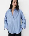 Mango Women's Cotton Striped Shirt In Blue