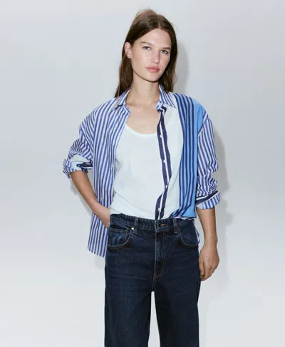 Mango Stripe Cotton Button-up Shirt In Multi