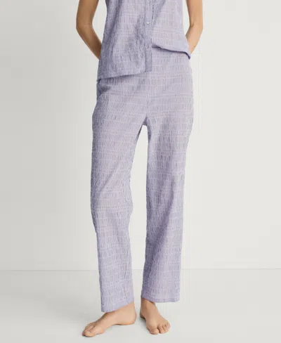 Mango Women's Cotton Striped Woven Seersucker Pajama Pants