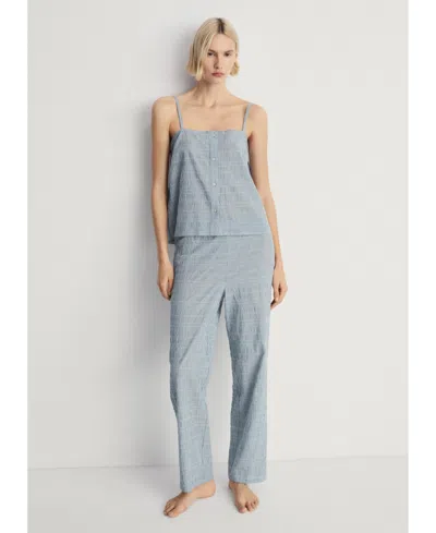 Mango Women's Cotton Striped Woven Seersucker Pajama Pants