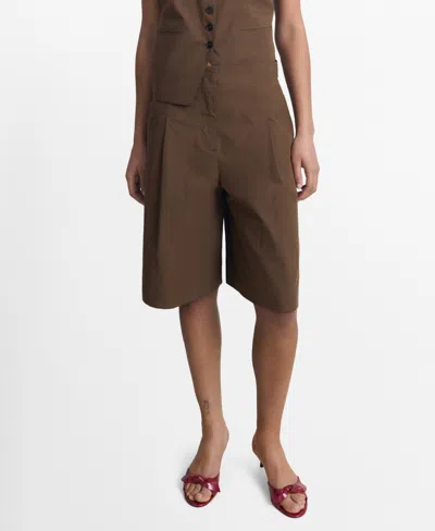 Mango Women's Cotton Suit Bermuda Shorts In Brown