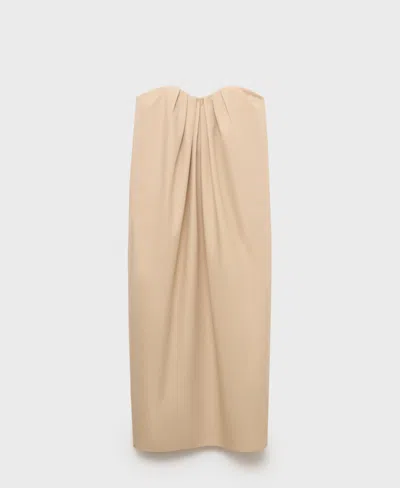 Mango Women's Cotton Sweetheart Neckline Dress In Nude