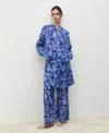Mango Two-tone Print Cotton Pants In Blue