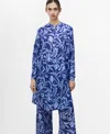 Mango Cotton Two-tone Printed Tunic Blue In Blue
