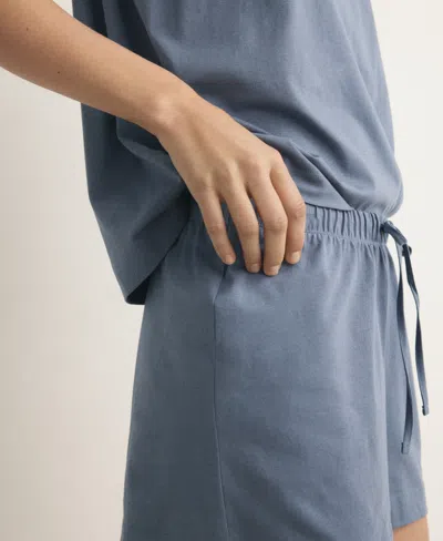Mango Women's Cotton Two-piece Short-sleeved Pajamas In Blue
