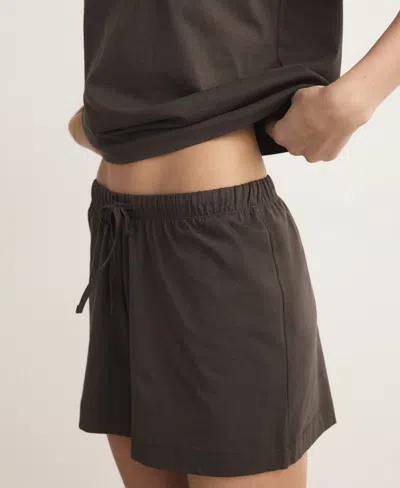 Mango Women's Cotton Two-piece Short-sleeved Pajamas In Brown