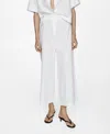 Mango Women's Cotton Wide Leg Trousers In White