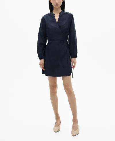 MANGO WOMEN'S COTTON WRAP DRESS