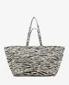 Mango Zebra Canvas Shopper Bag In Black