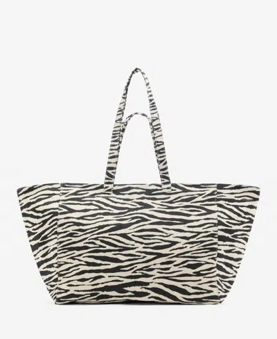 MANGO WOMEN'S COTTON ZEBRA SHOPPER BAG