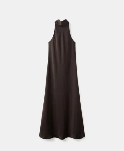 Mango Women's Creased Effect Satin Dress In Brown