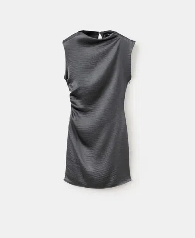 Mango Women's Creased Effect Satin Dress In Gray