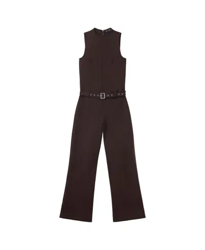 Mango Women's Crew Neck Sleeveless Wide-leg Jumpsuit In Brown