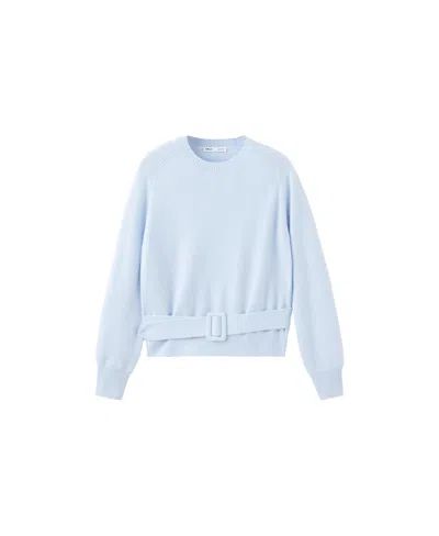 Mango Women's Crewneck Long-sleeve Belted Sweater In Sky Blue