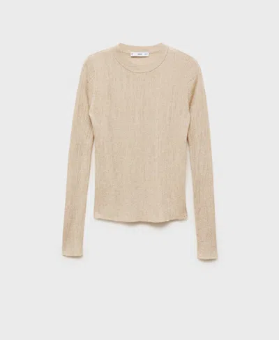 Mango Women's Crewneck Lurex Sweater In Gold