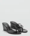 Mango Wedge Slide Sandal In Black