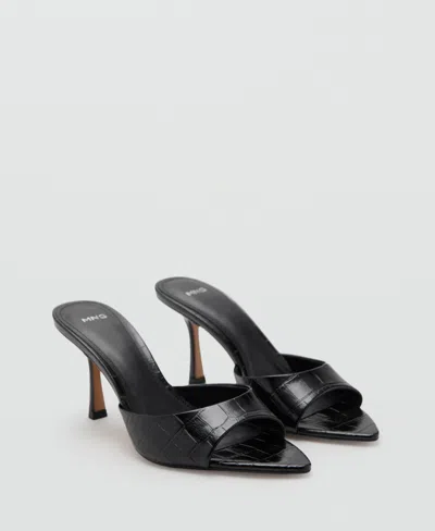 Mango Croc-effect Heeled Sandals Black